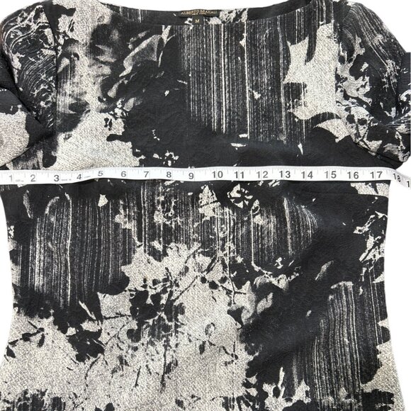 Alberto Makali Women's Size M Top Puff Ruffle Sleeve Black Gray Print - Picture 5 of 7